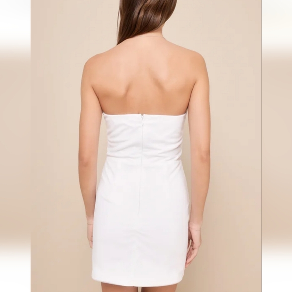 Lulus NWT  Idyllic Blooms Ivory Mesh Ruched 3D Floral Strapless Mini Dress Lulus - Picture 3 of 12